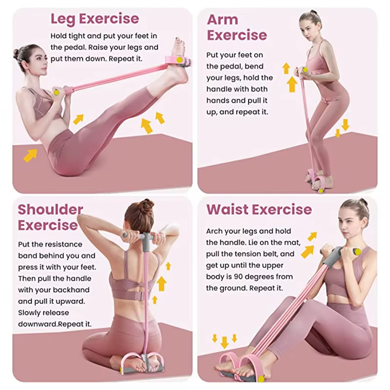 Resistance Bands 4-Tube Yoga P - Yoga Pedal Puller Fitness Equipment recension och pris