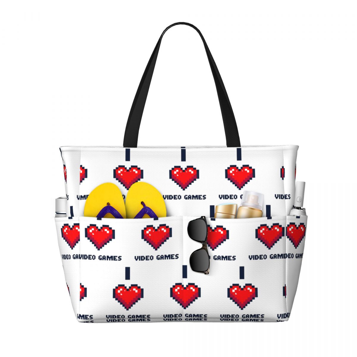 I Heart Video Games Beach Tote - Yoga Fitness Videos Free recension och pris