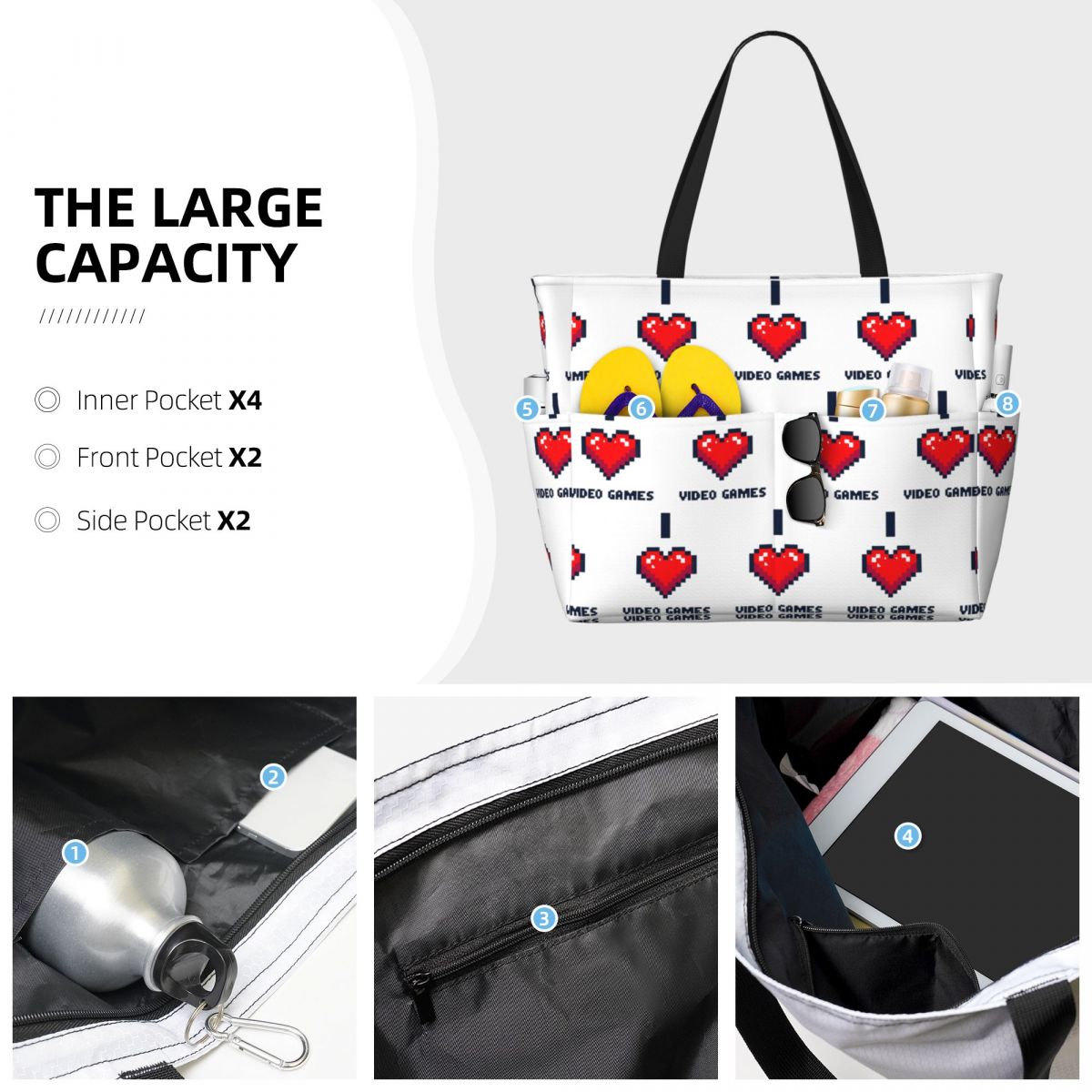 I Heart Video Games Beach Tote - Yoga Fitness Videos Free recension och pris